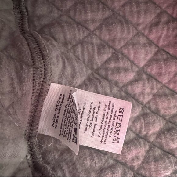 Eddie Bauer jacket pull over quilted sweater grey logos comfy thick warm quilt - Picture 8 of 10